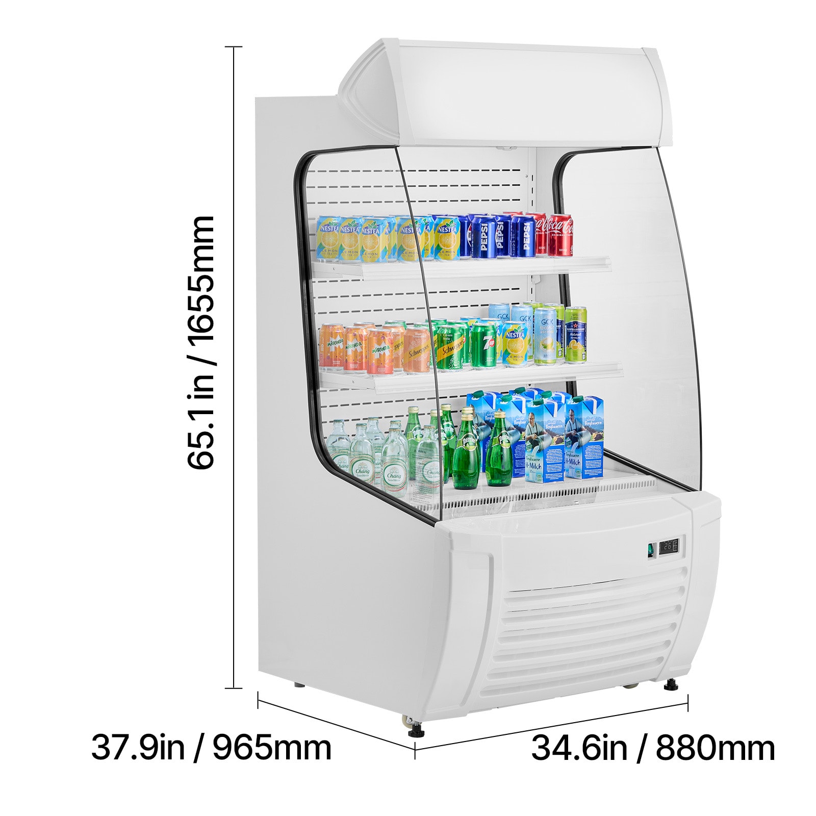 Open Air Merchandiser 2-Tier Display Cooler With Air Curtain 12.7cu.ft._voghion.com